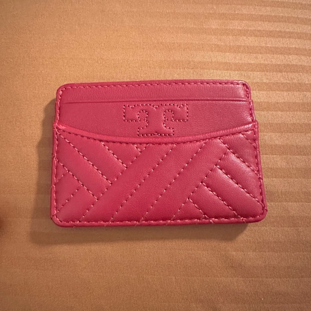 Tory Burch Fuchsia Quilted Card Case